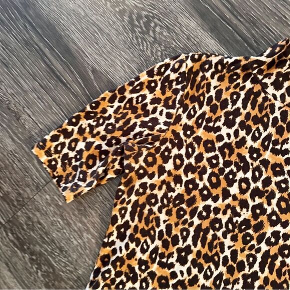 Anthropologie Animal Print Short Sleeve Mockneck - Picture 2 of 8